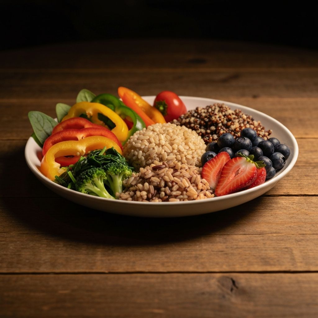 Ausgewogene Mahlzeit mit frischen Lebensmitteln